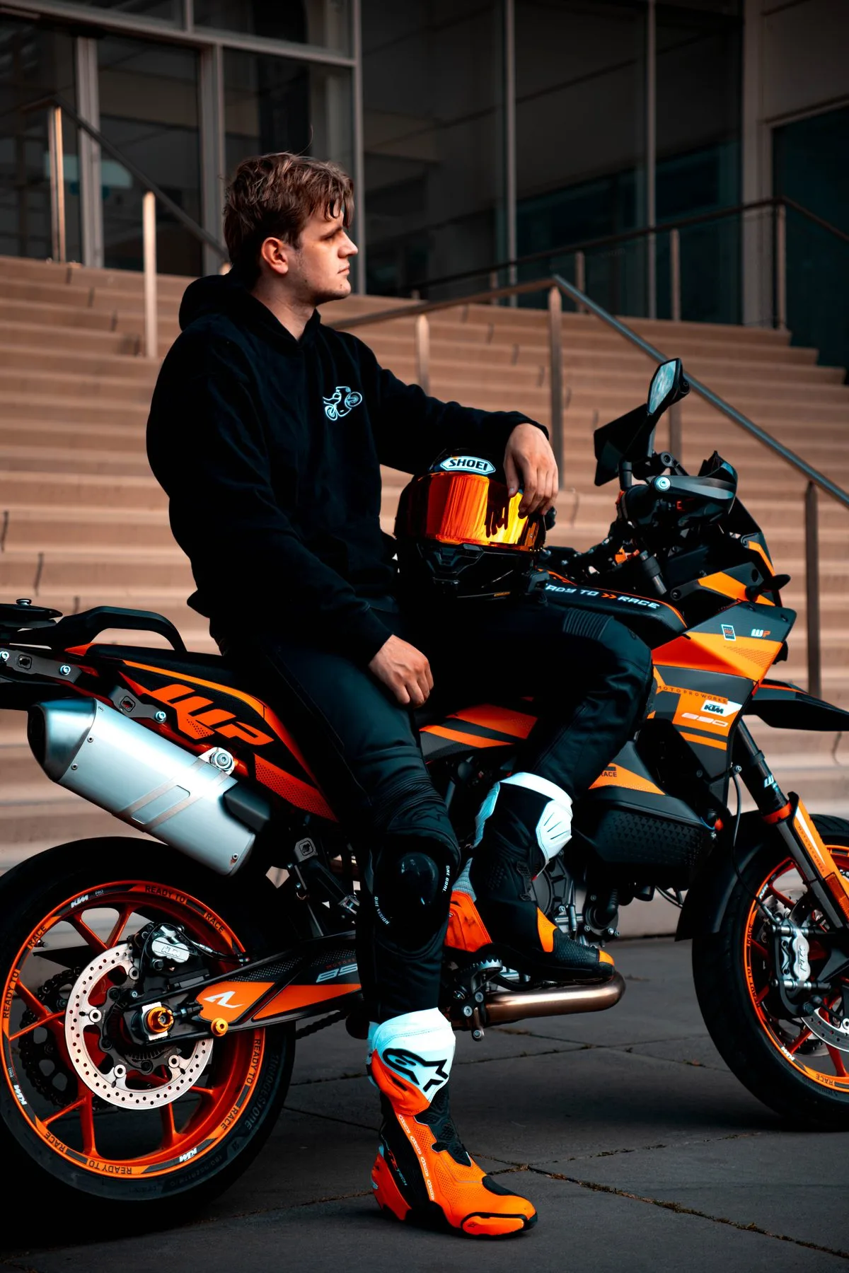 Xav with the orange KTM